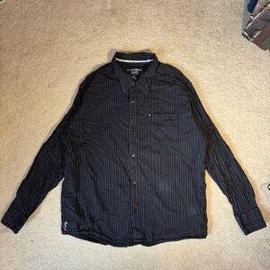 Quiksilver Black Stripe Long Sleeve Button Down Dress Shirt Mens XXL